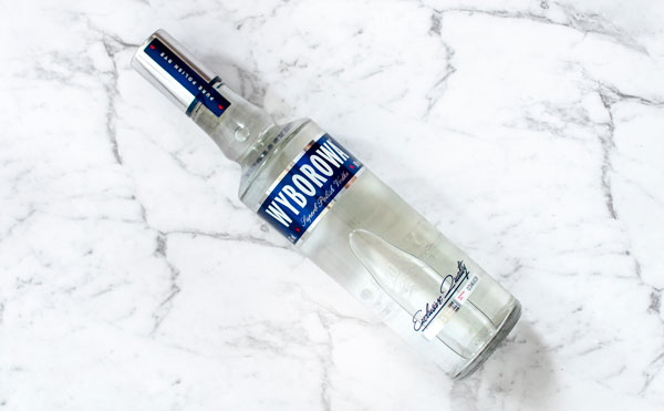 Wyborowa Vodka bottle on white background