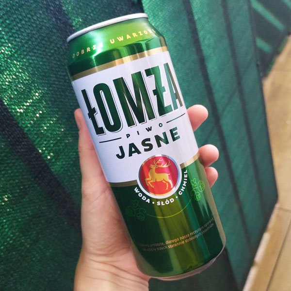 "Łomża" - brand of Polish beer - in a can