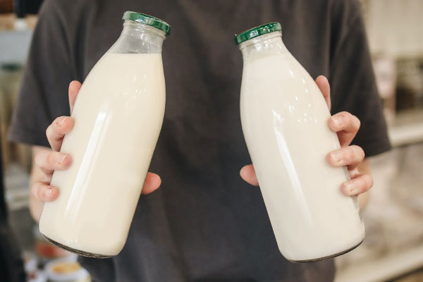 Fresh milk in bottles
