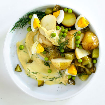 Polish Potato Salad with Apple and Peas