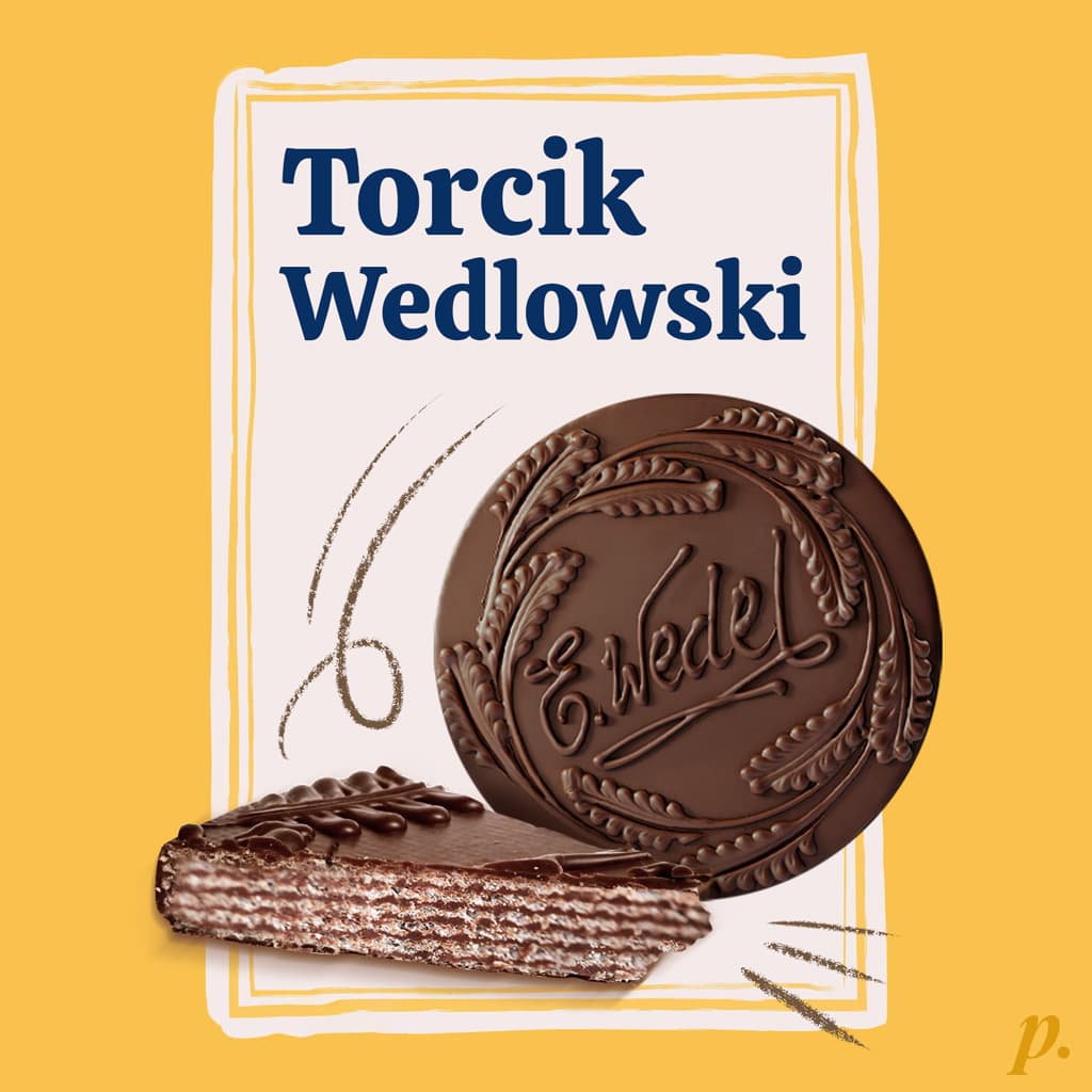 Torcik wedlowski: Polish round wafer torte, filled with peanut cream and coated in dark chocolate