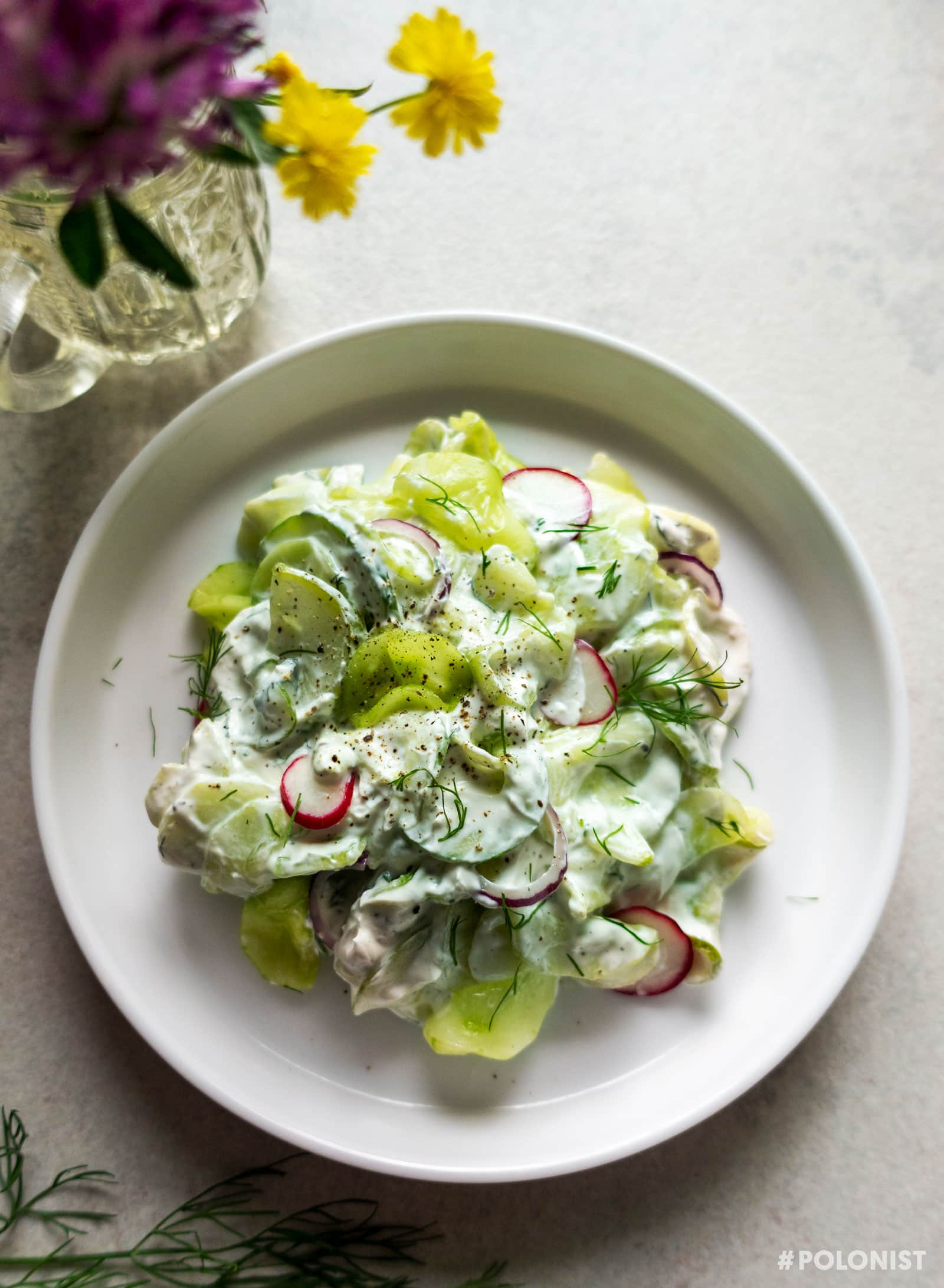 Mizeria - Polish-style Cucumber Salad with Sour Cream