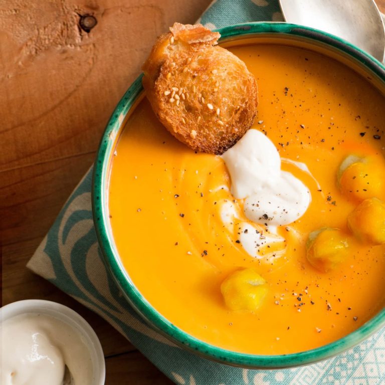 Kurpian Pumpkin Soup with Cream and Potato Dumplings