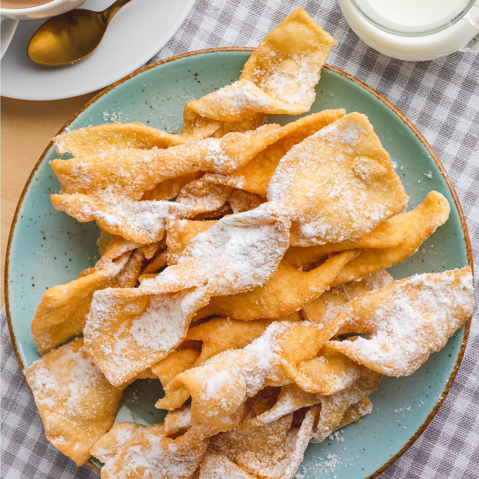 Chruściki (Faworki, Chrusty) - Polish Angel Wings Cookies, sprinkled with powdered sugar
