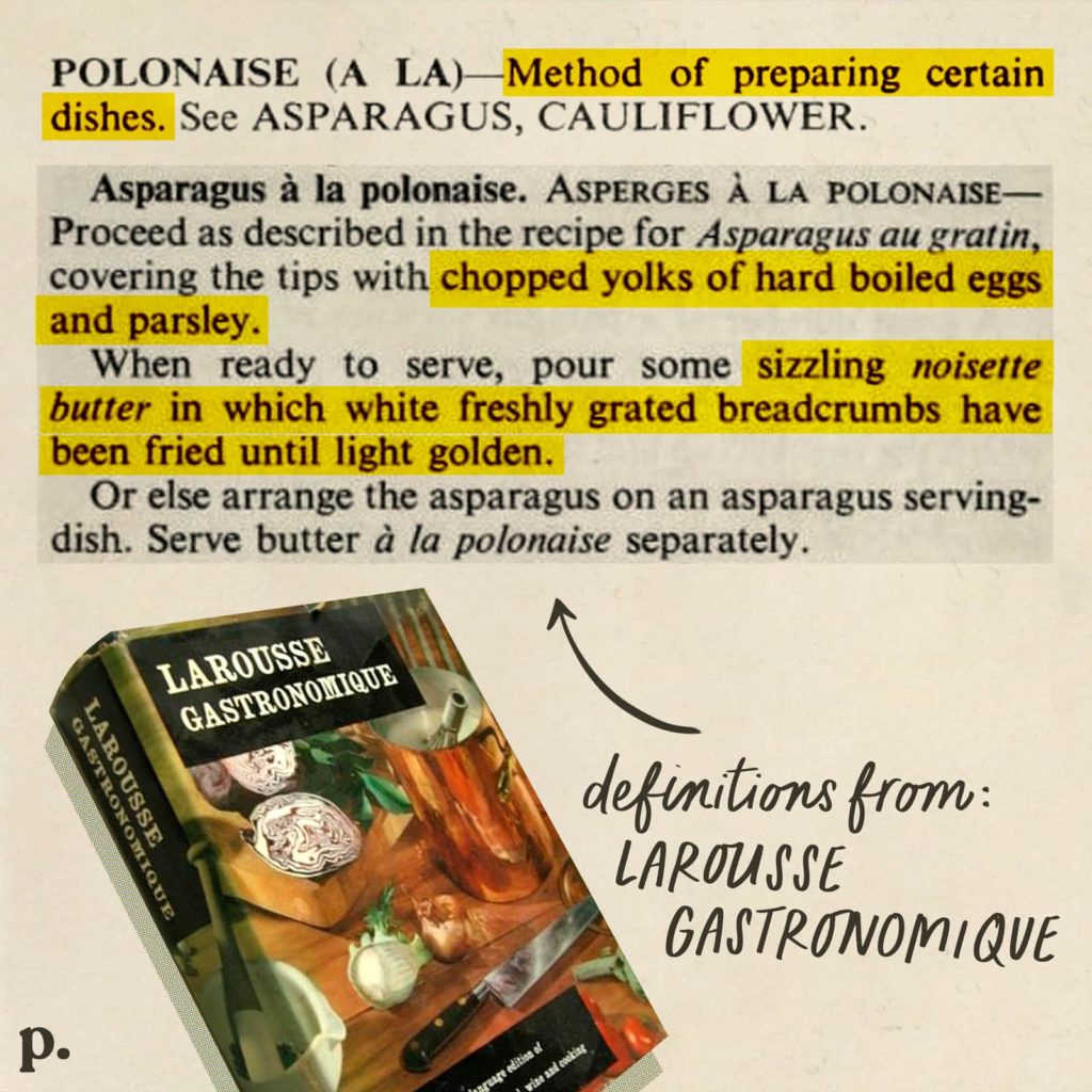 Definition of Polonaise sauce from Larousse Gastronomique