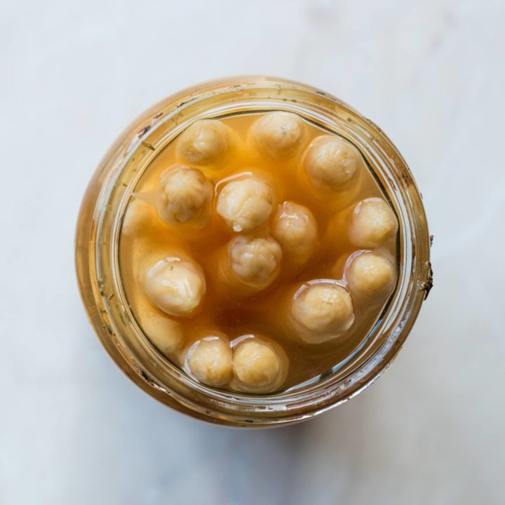 lacto-fermented white asparagus in a jar